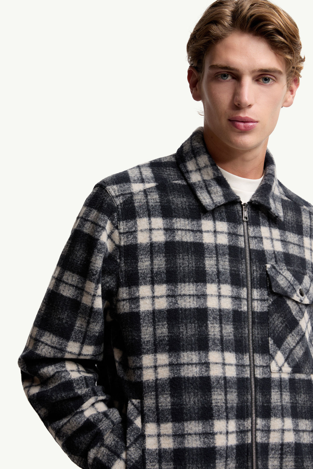 Long Sleeve Tartan Shirt Men White & Blue Moncler 5