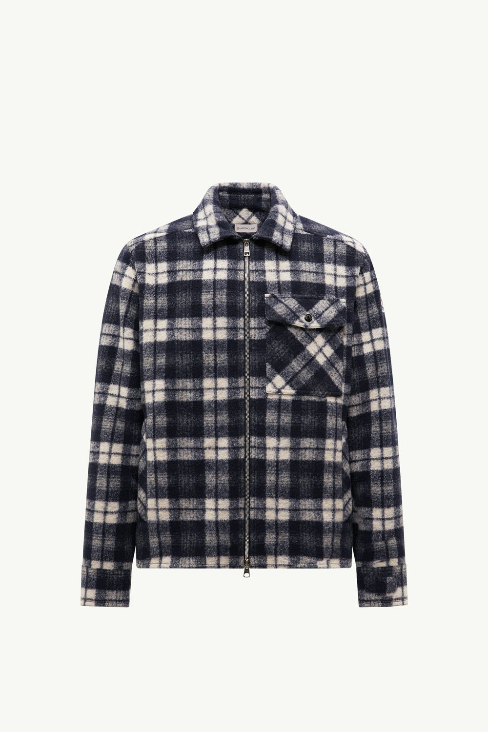 Long Sleeve Tartan Shirt Men White & Blue Moncler 2