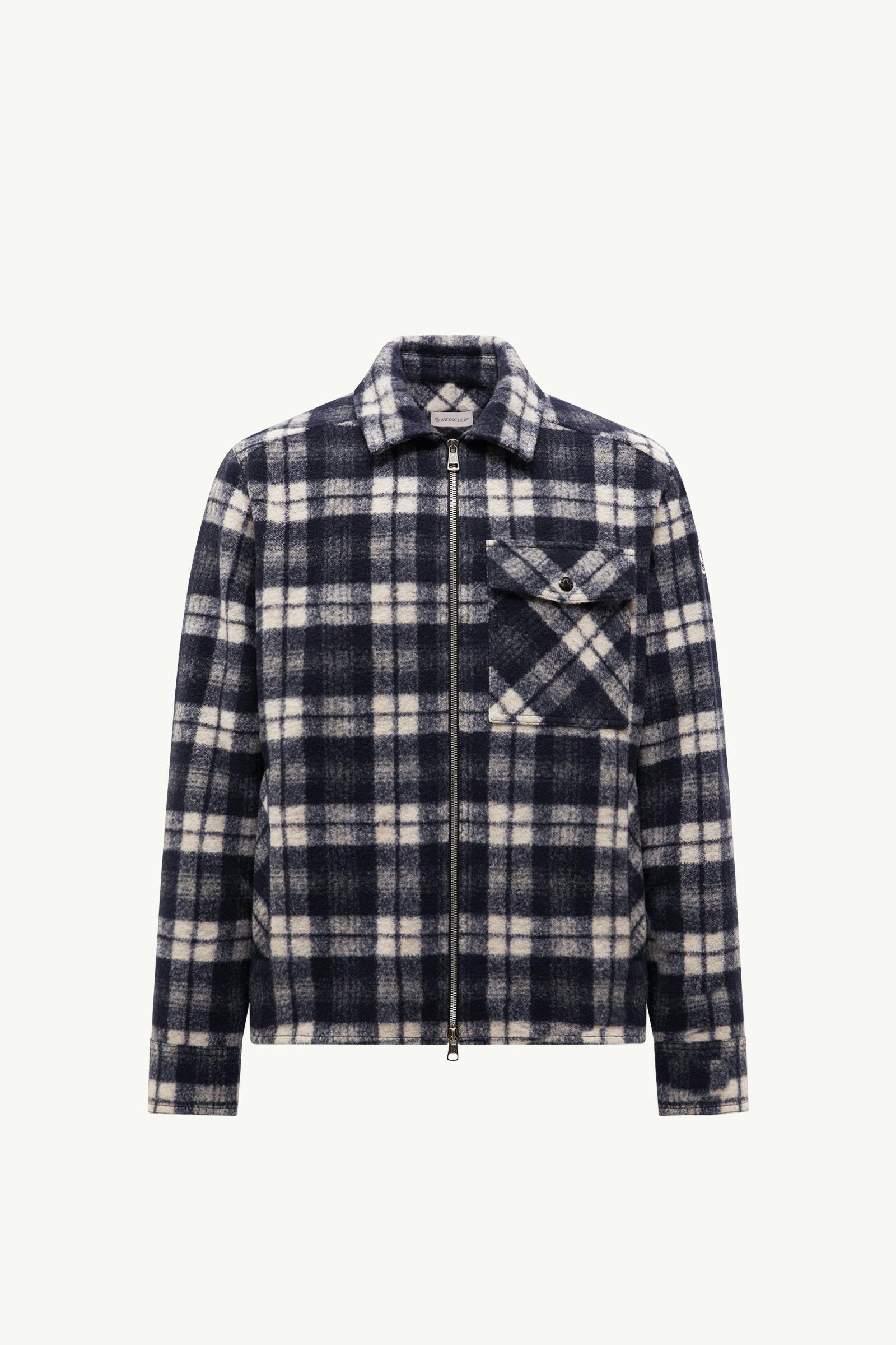 MONCLER チェック柄ネルシャツ サイズL White & Blue Tartan Zip-Up Shirt Jacket - Shirts for Men | Moncler US
