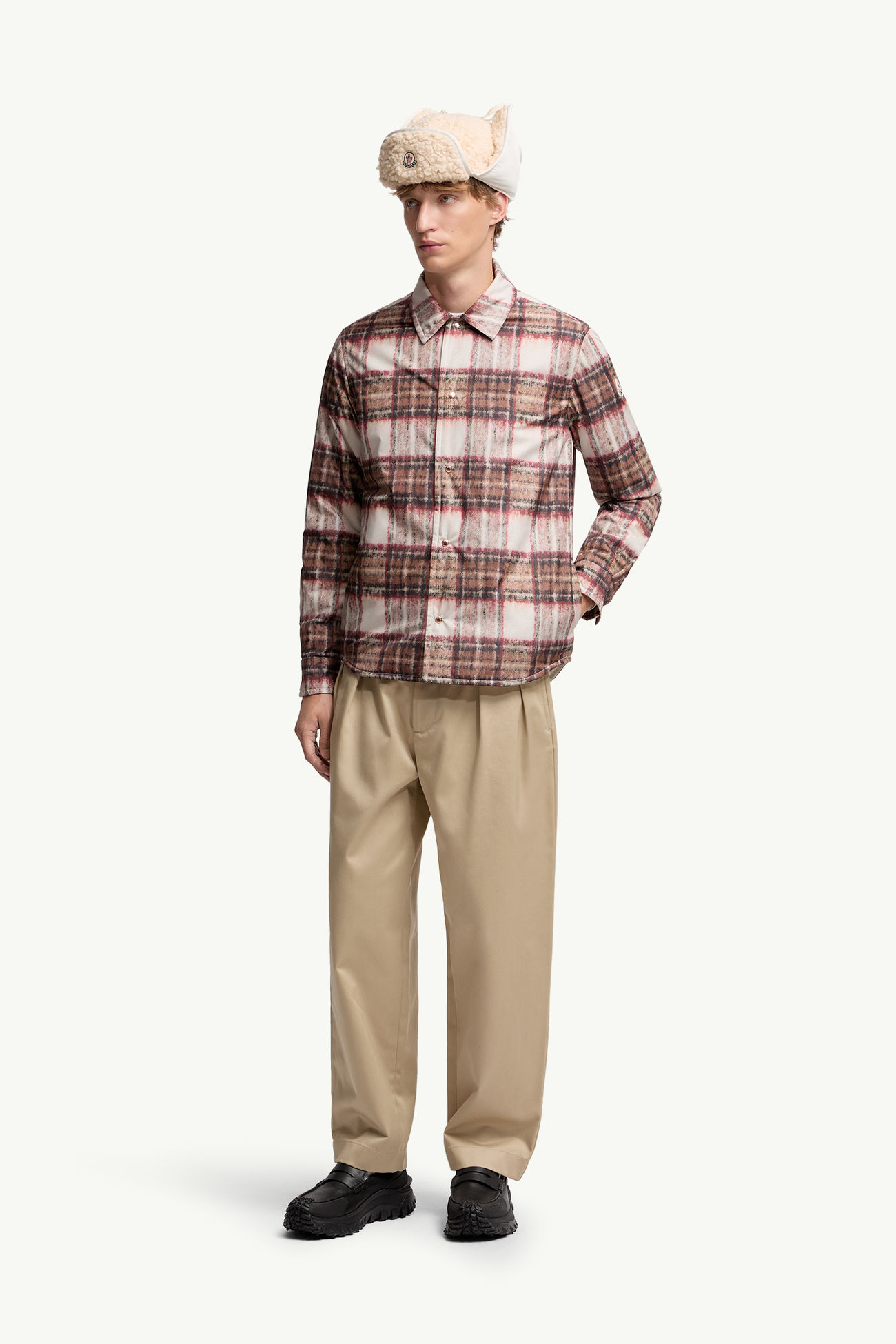 Surchemise matelassée à carreaux Hommes Beige & Rose Moncler 0