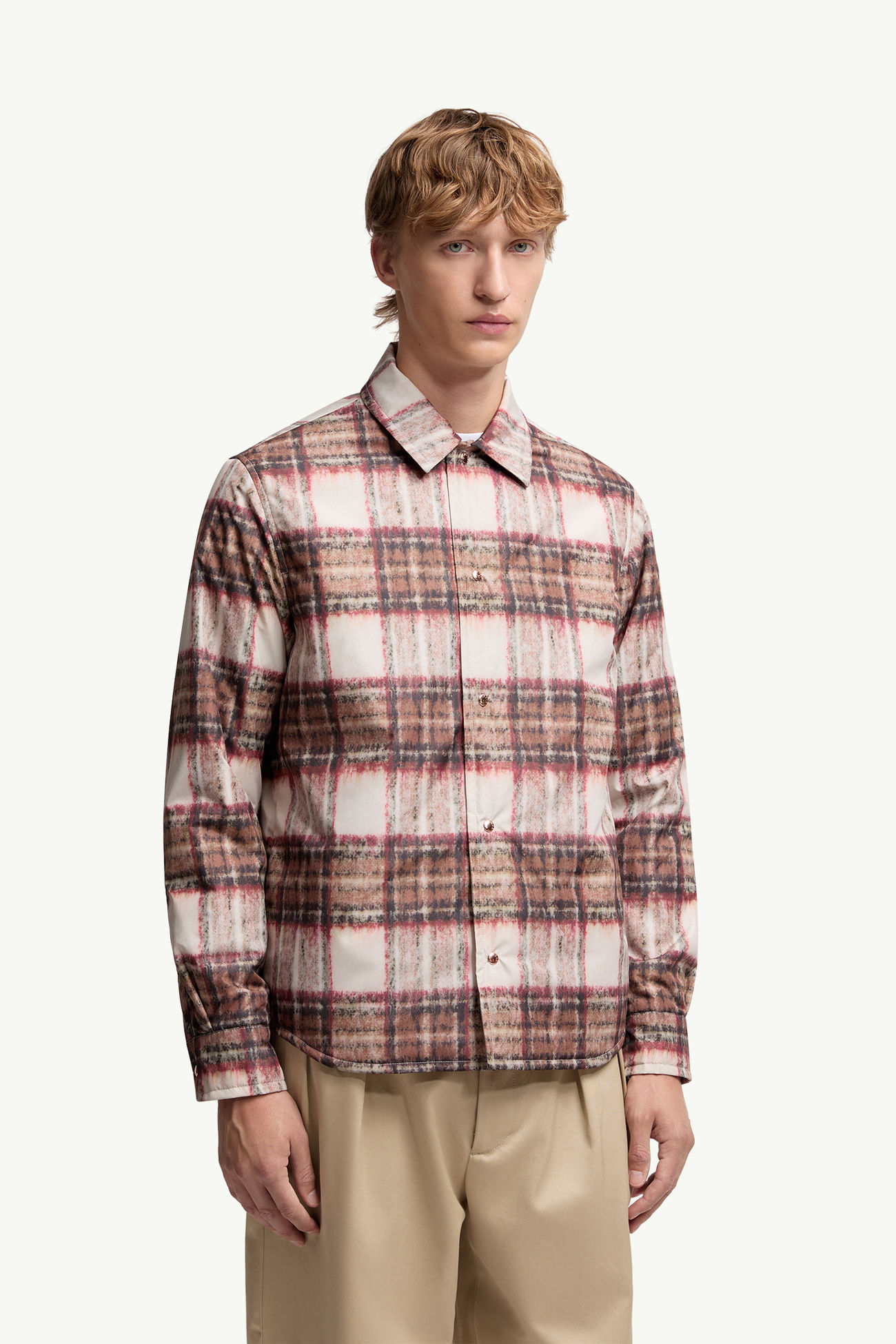 Chaqueta camisera acolchada a cuadros Hombre Beige & Rosa Moncler 3