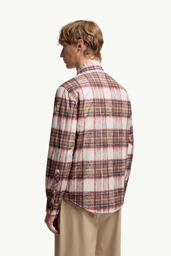 Check Padded Shirt Jacket Men Beige & Pink Moncler 4