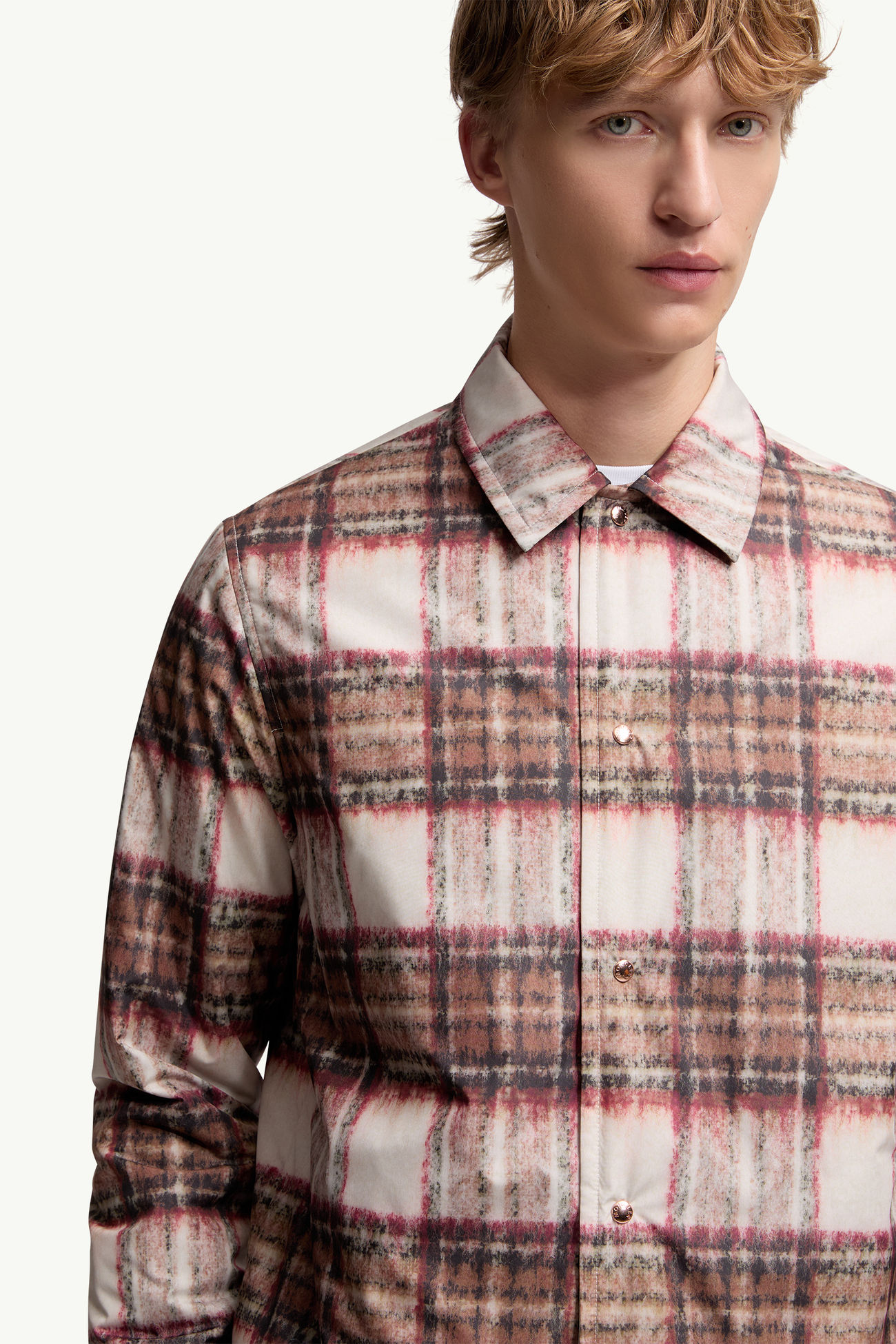 Giacca camicia imbottita a quadri Uomo Beige & Rosa Moncler 5