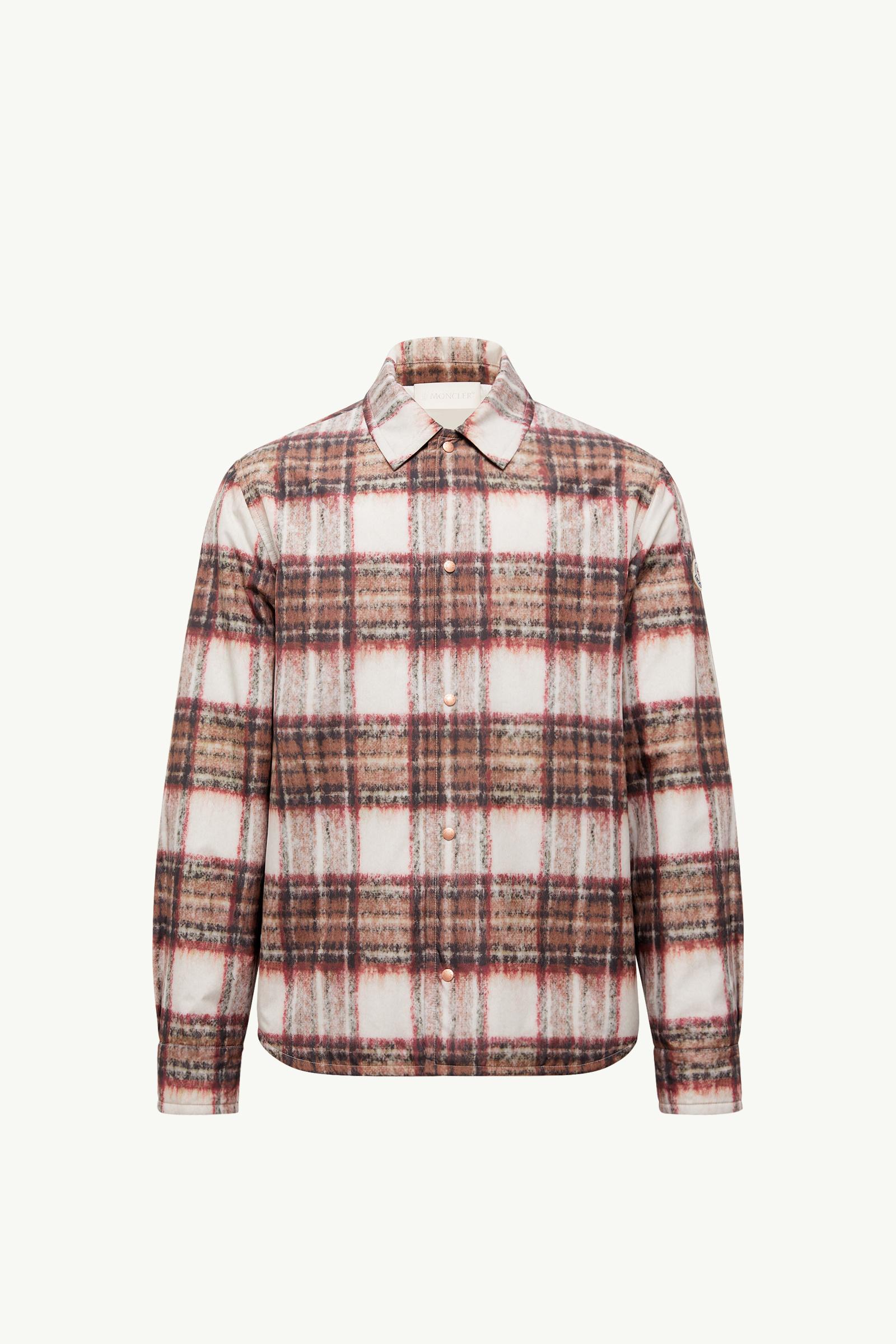 Beige & Pink Check Padded Shirt Jacket - Shirts for Men