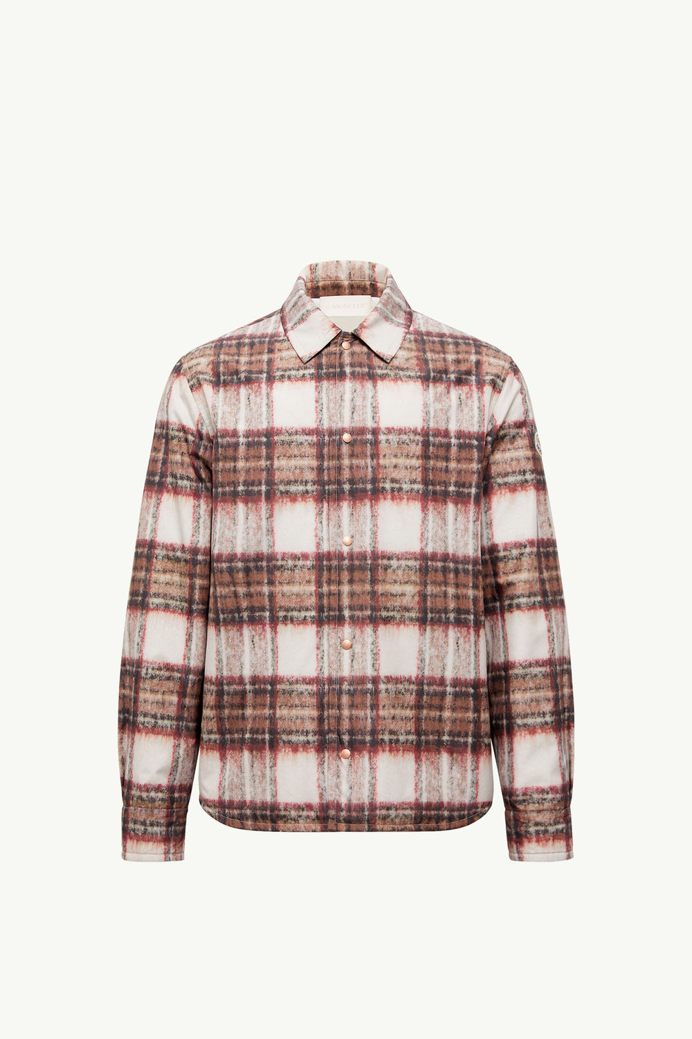 Check Padded Shirt Jacket Men Beige & Pink Moncler 2