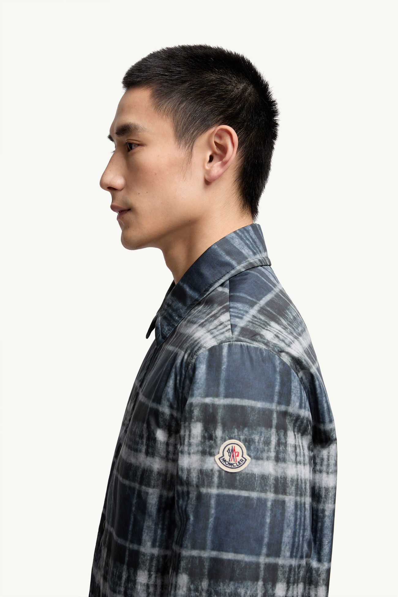 Giacca camicia imbottita a quadri Uomo Blu & Nero Moncler 1