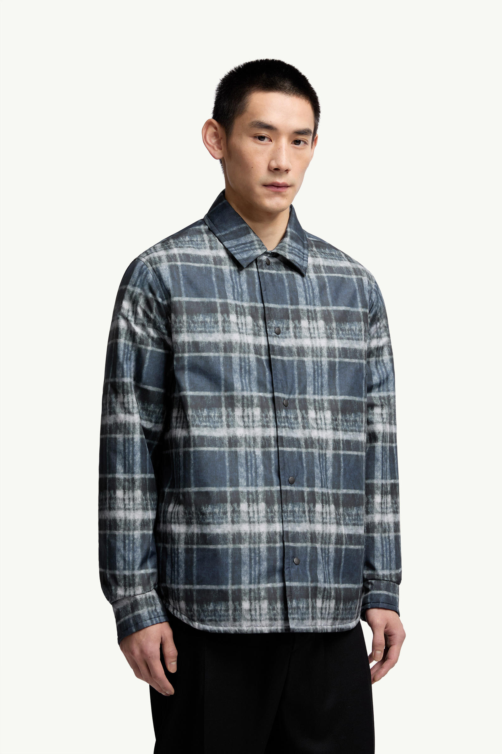 Kartierte wattierte Hemdjacke Herren Blau & Schwarz Moncler 3