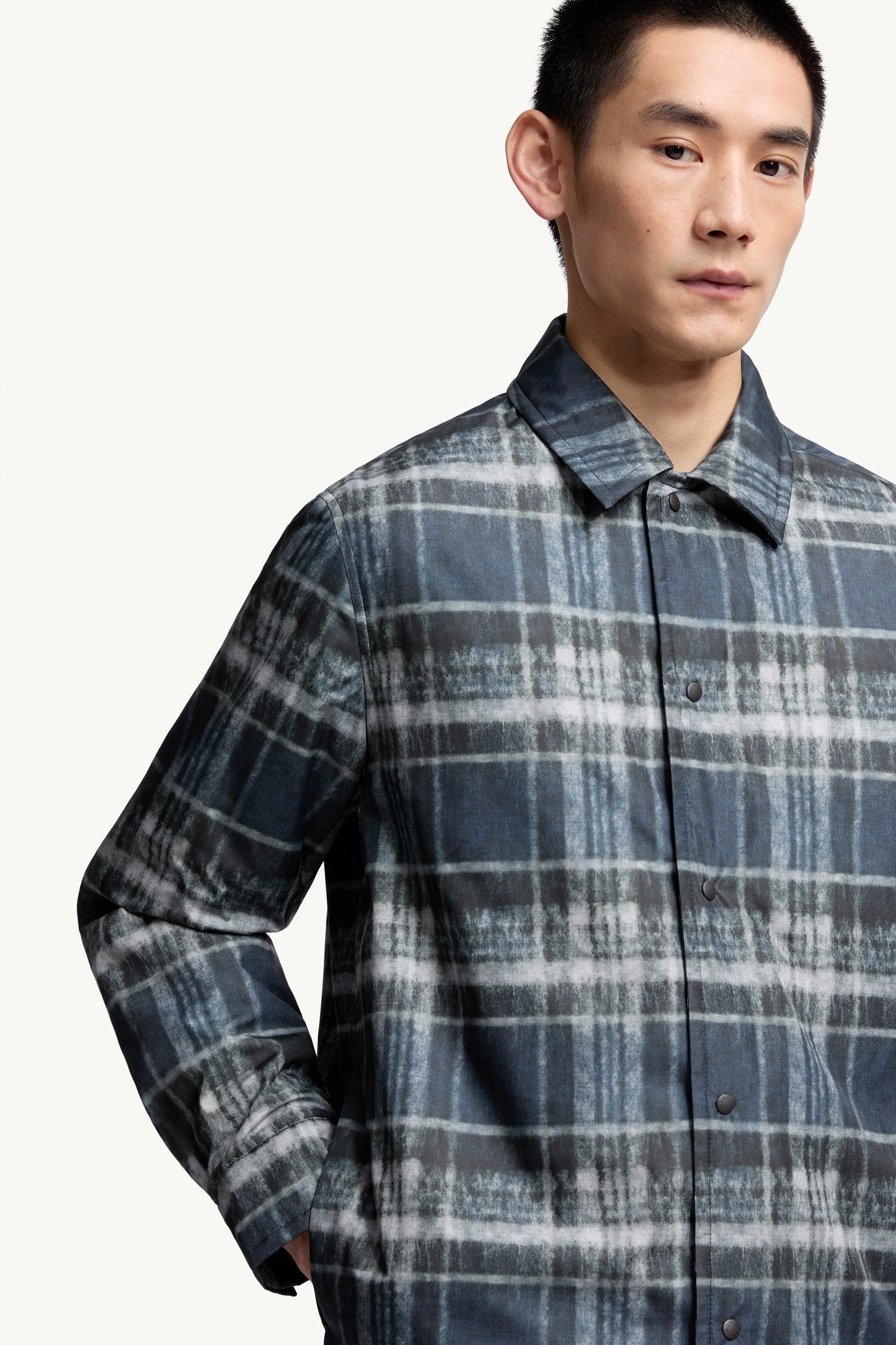 Kartierte wattierte Hemdjacke Herren Blau & Schwarz Moncler 5