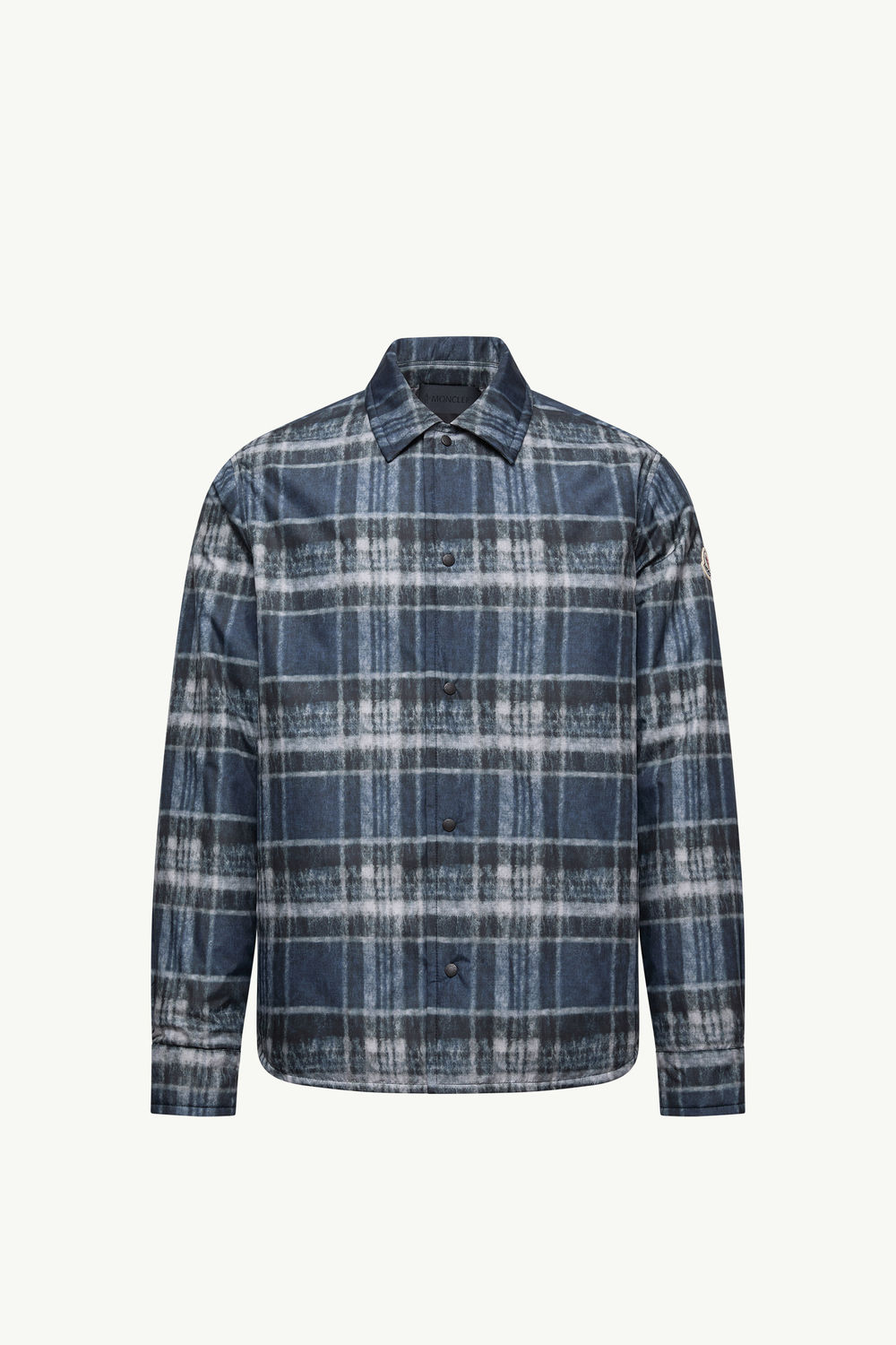 Check Padded Shirt Jacket Men Blue & Black Moncler 2