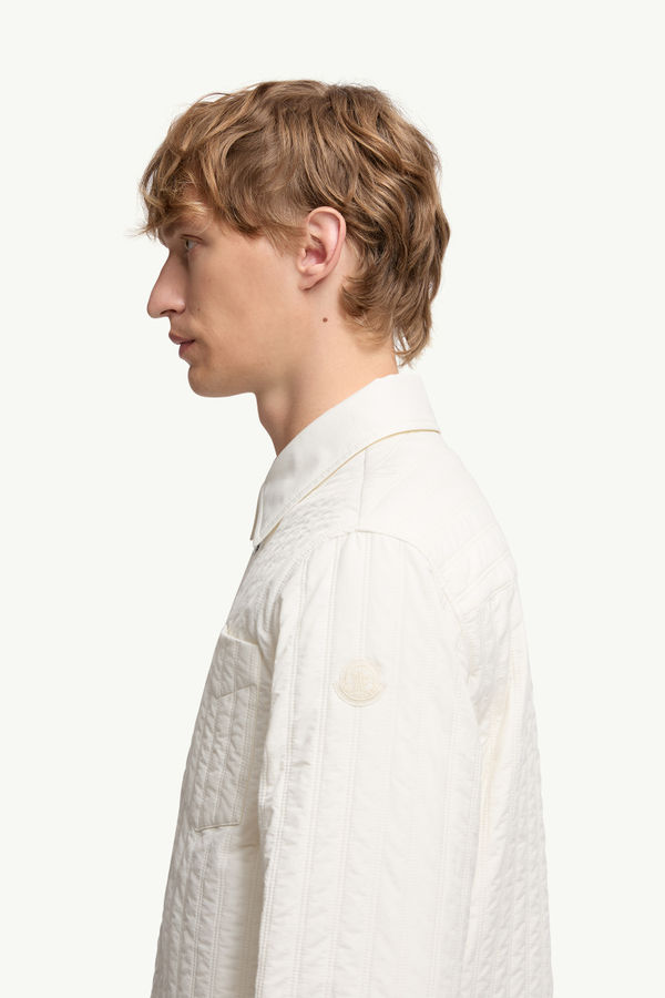 Surchemise à carreaux et matelassage vertical Hommes Blanc Ivoire Moncler 1