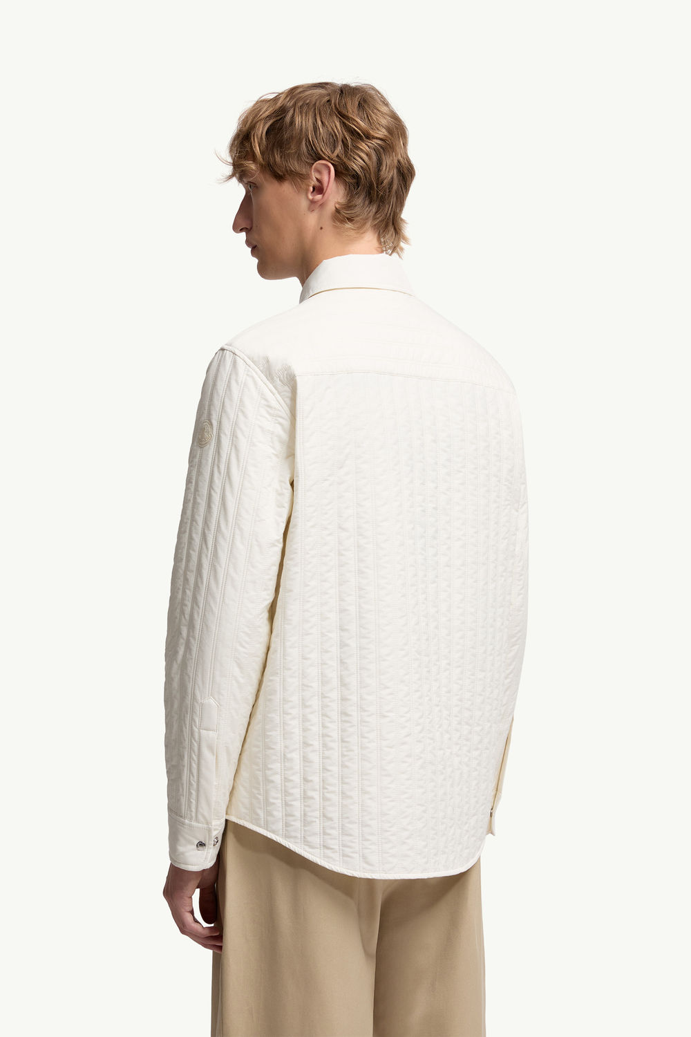 Vertical-Quilted Padded Shirt Jacket Men White Ivory Moncler 4