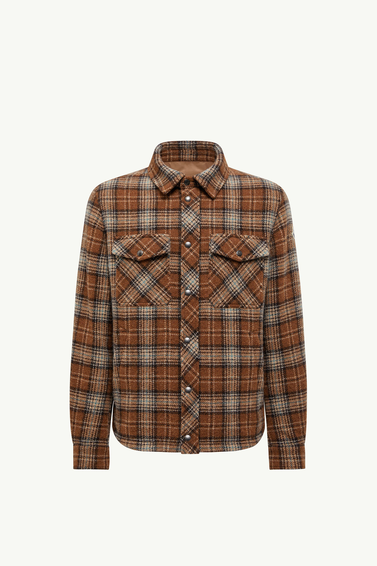 Giacca camicia in lana a quadri Uomo Marrone Chiaro Moncler 2