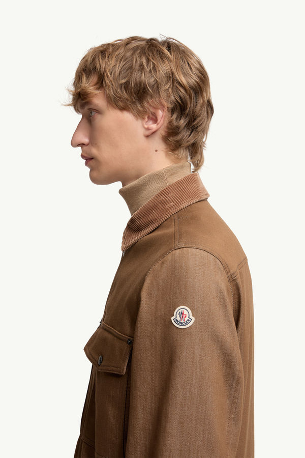 Hemdjacke aus Denim mit Cordbesatz Herren Braun Moncler 1