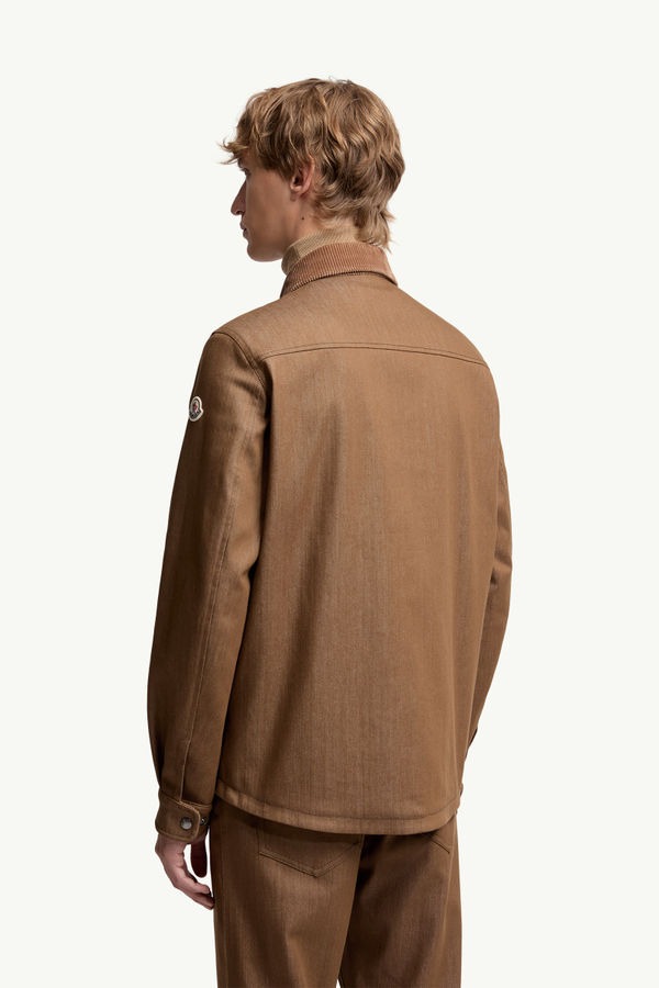 Denim Corduroy-Trimmed Shirt Jacket Men Brown Moncler 4