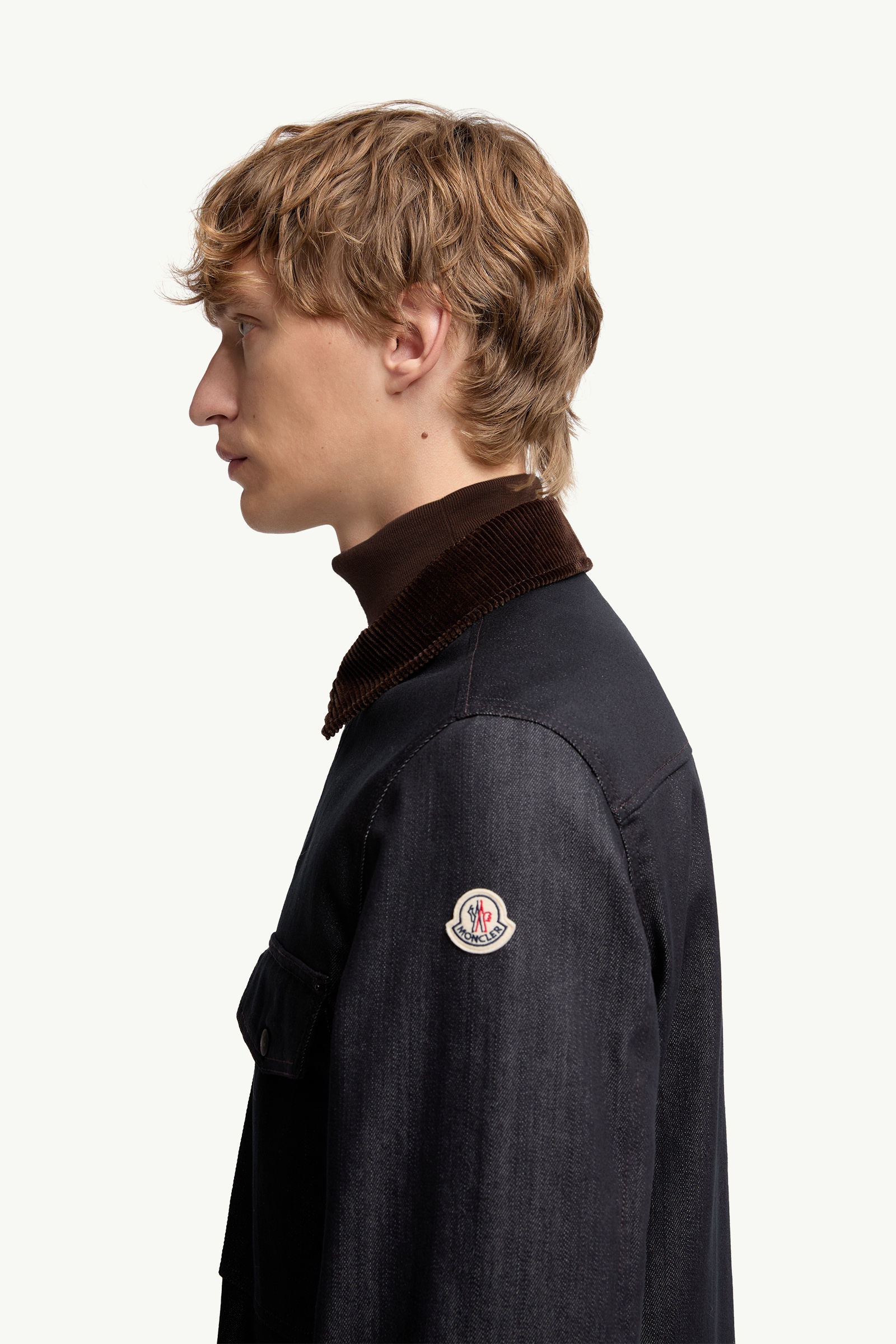 Hemdjacke aus Denim mit Cordbesatz Herren Dunkelblau Moncler 1