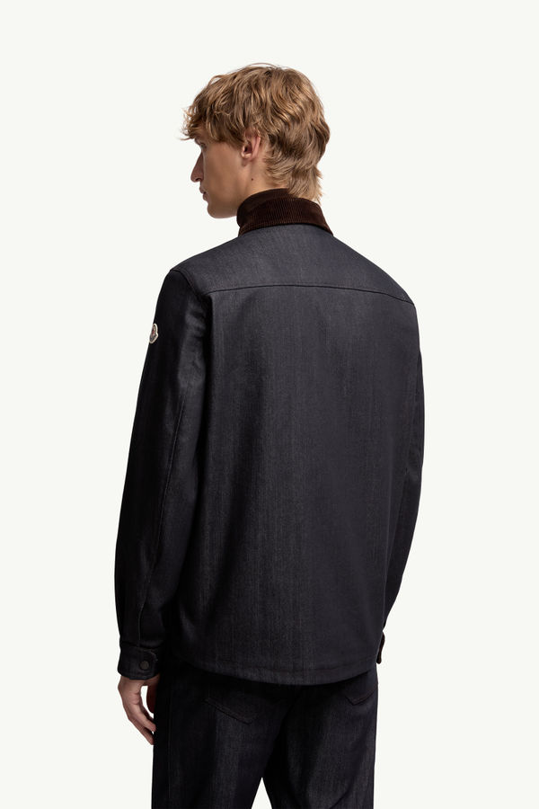 Denim Corduroy-Trimmed Shirt Jacket Men Dark Blue Moncler 4