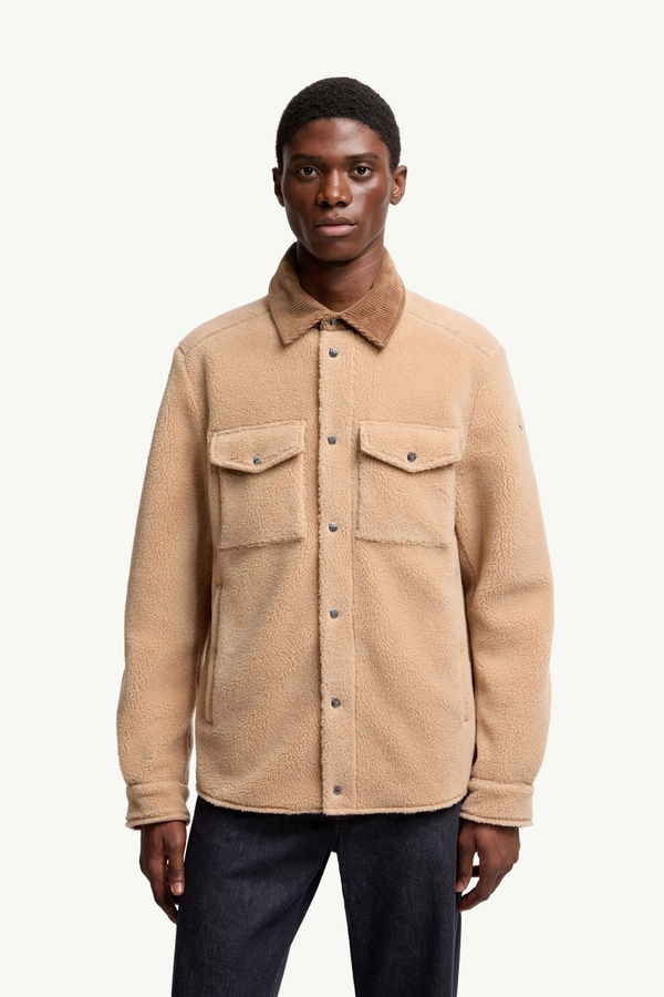 Teddy Corduroy-Trimmed Shirt Jacket Men Beige Moncler 3