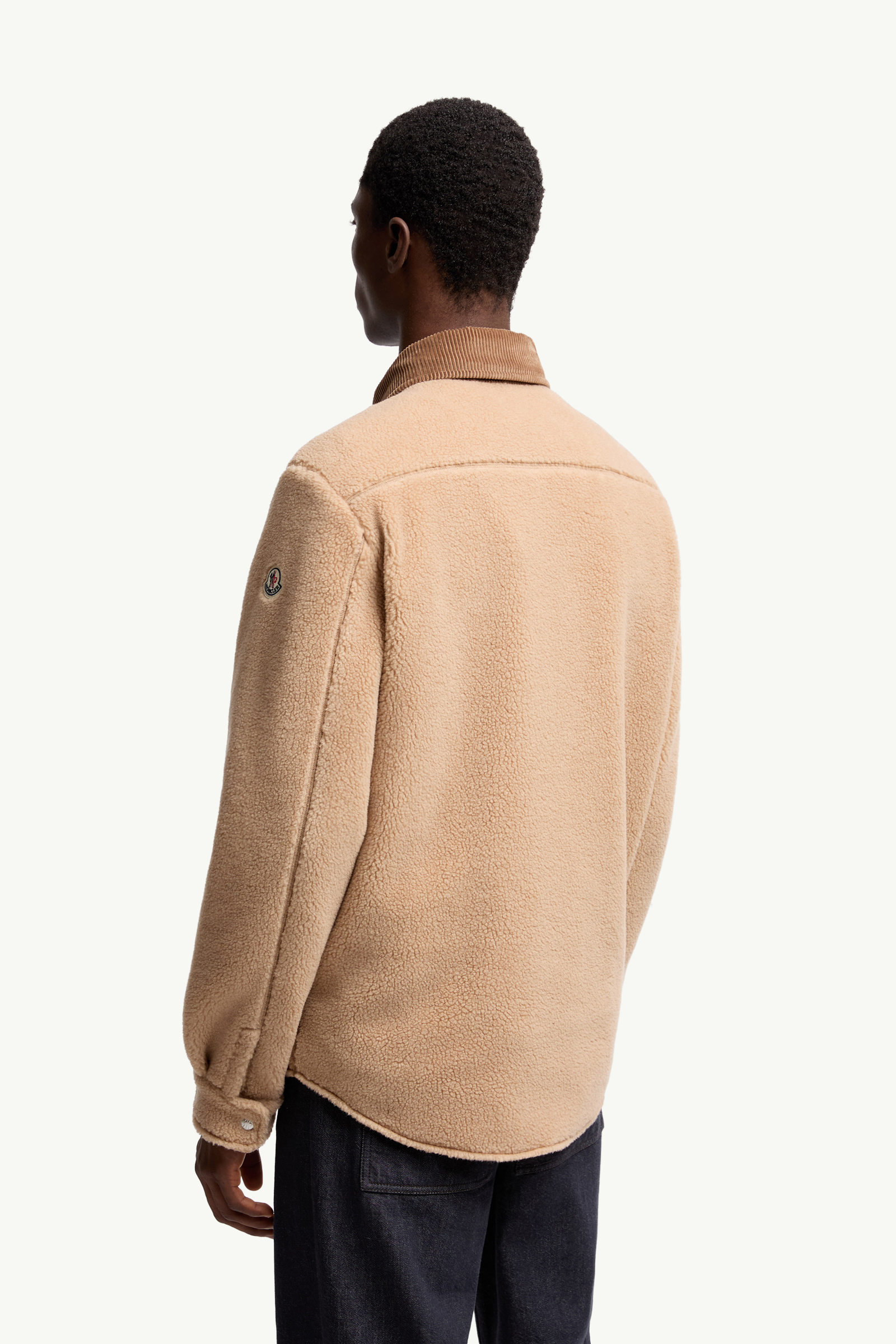 Teddy Corduroy-Trimmed Shirt Jacket Men Beige Moncler 4