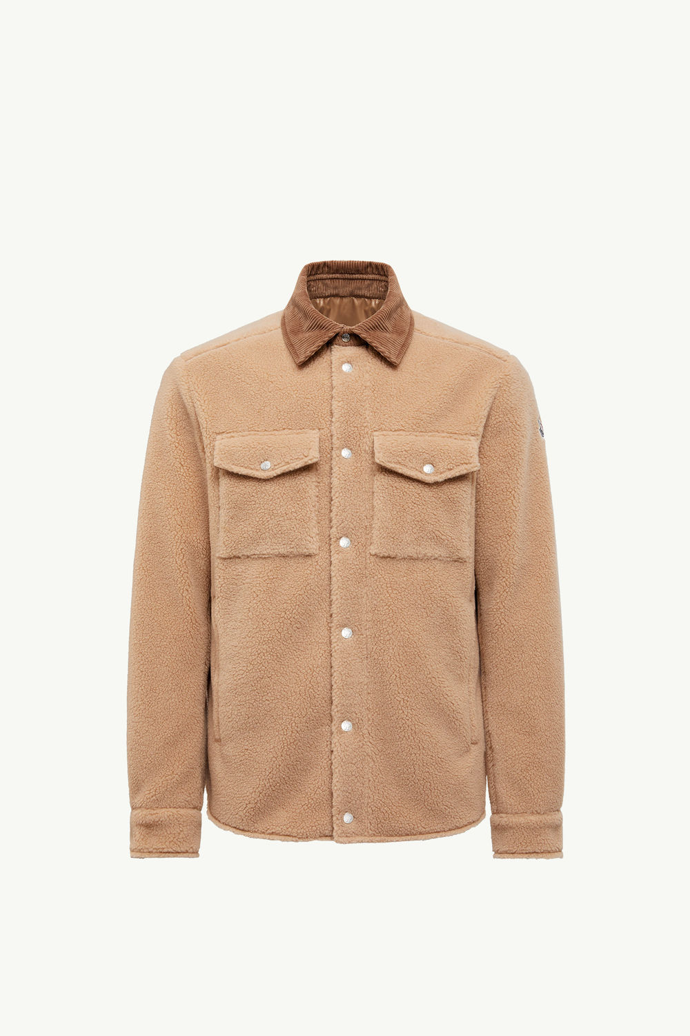 Teddy Corduroy-Trimmed Shirt Jacket Men Beige Moncler 2