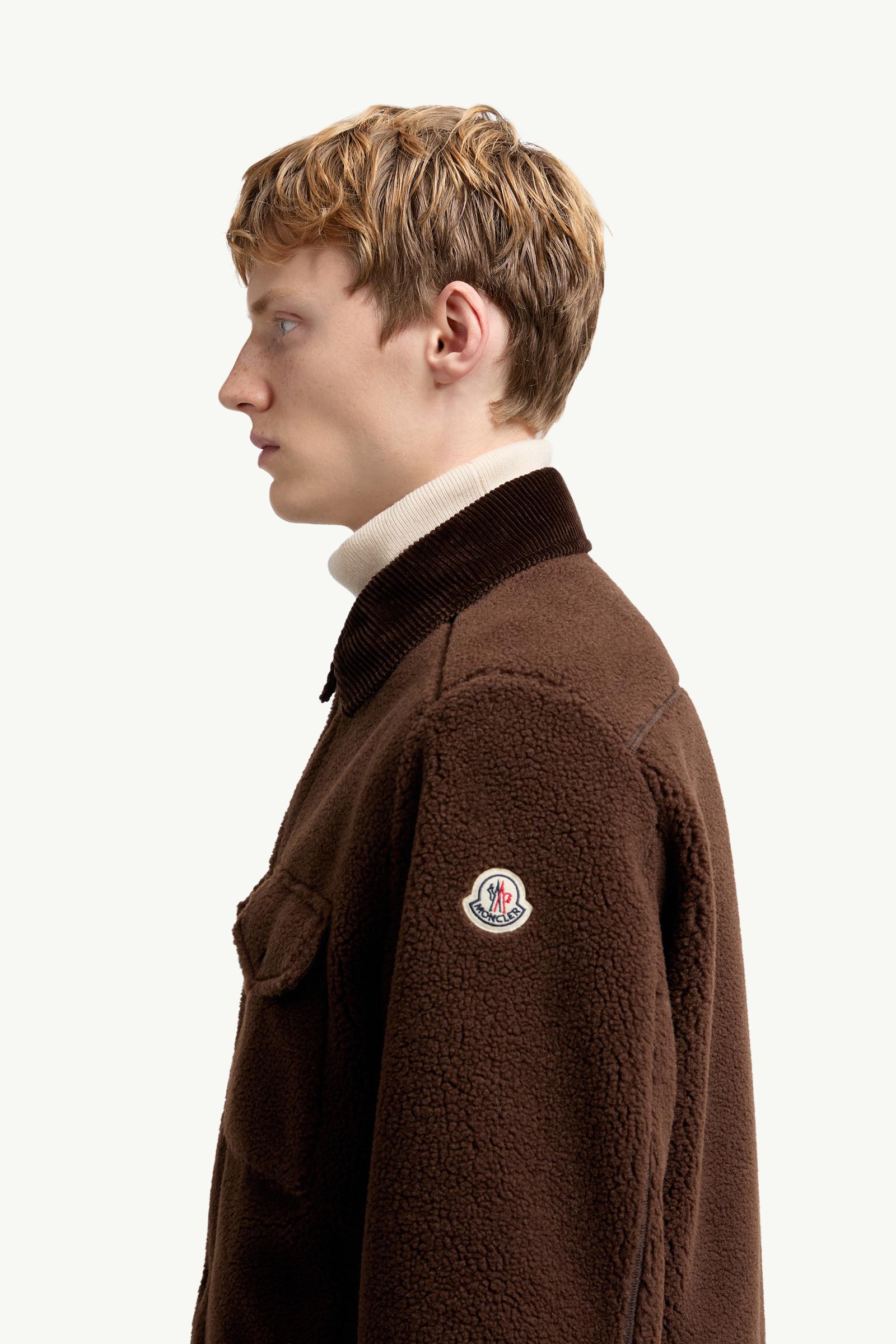 Teddy Corduroy-Trimmed Shirt Jacket Men Beige Moncler 1