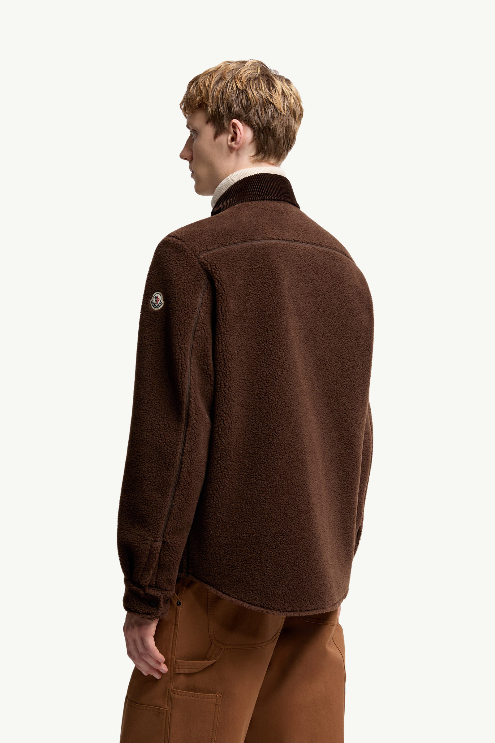 Teddy Corduroy-Trimmed Shirt Jacket Men Beige Moncler 4