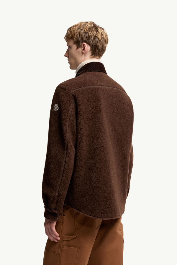 Teddy Corduroy-Trimmed Shirt Jacket Men Brown Moncler 4