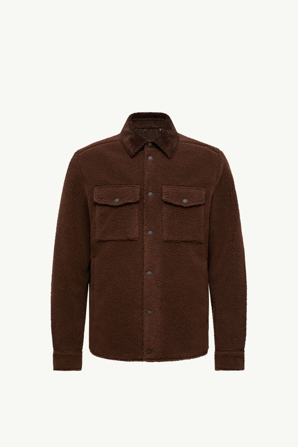Teddy Corduroy-Trimmed Shirt Jacket Men Brown Moncler 0