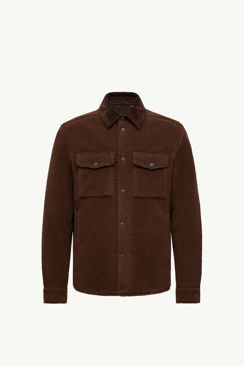Teddy Corduroy-Trimmed Shirt Jacket Men Brown Moncler 2