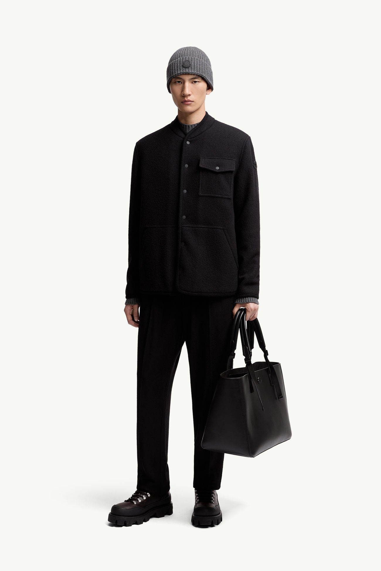 羊毛毛圈布恤衫式外套 男士 黑色 Moncler 0