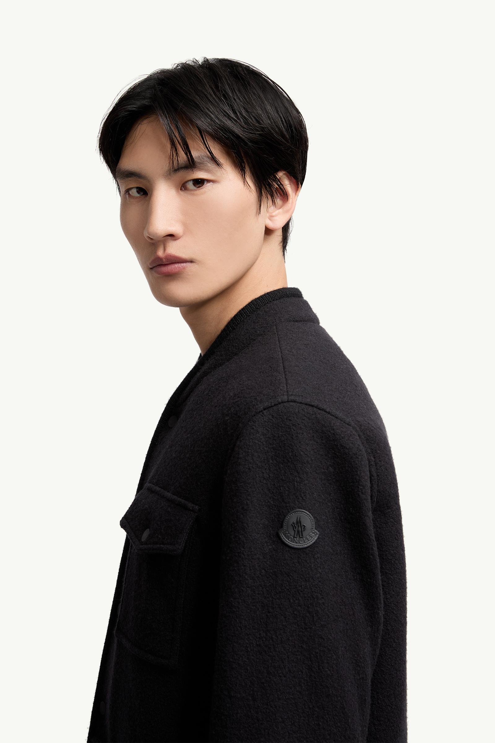 Wool Bouclé Shirt Jacket Men Black Moncler 1