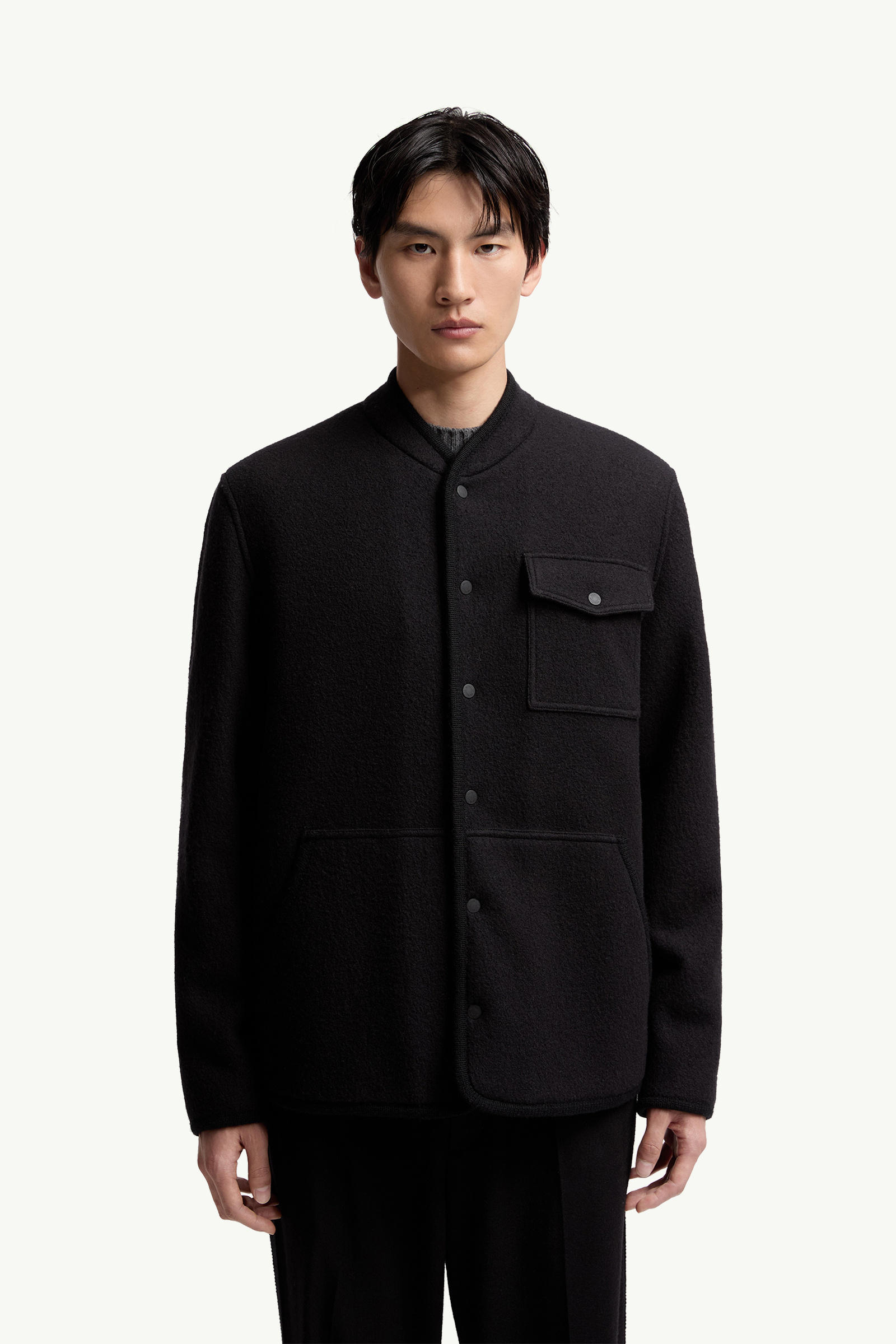 Wool Bouclé Shirt Jacket Men Black Moncler 3