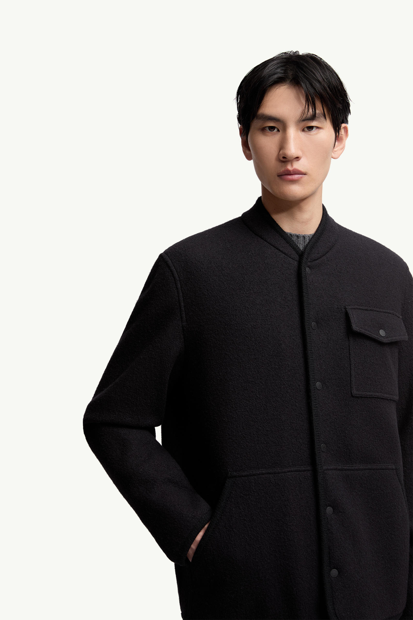 Wool Bouclé Shirt Jacket Men Black Moncler 5