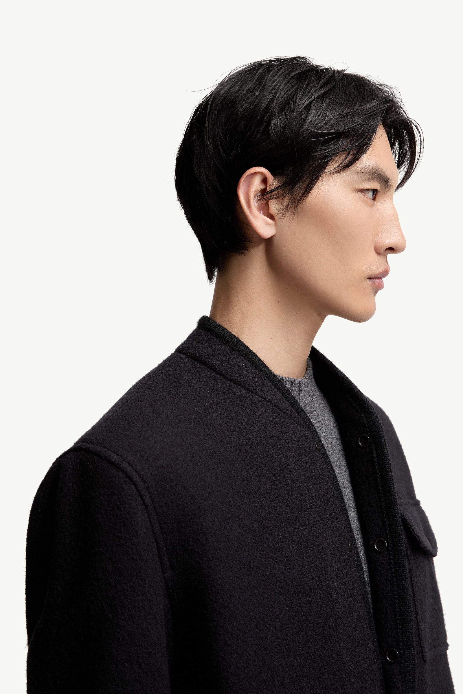 Wool Bouclé Shirt Jacket Men Black Moncler 6