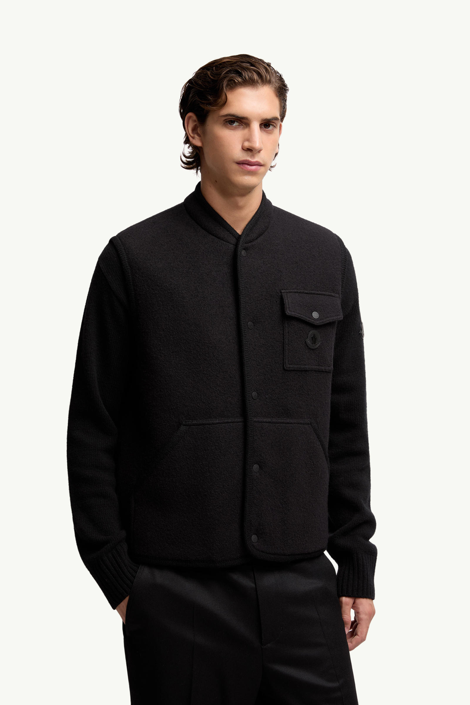 Wool Bouclé Gilet Men Black Moncler 3