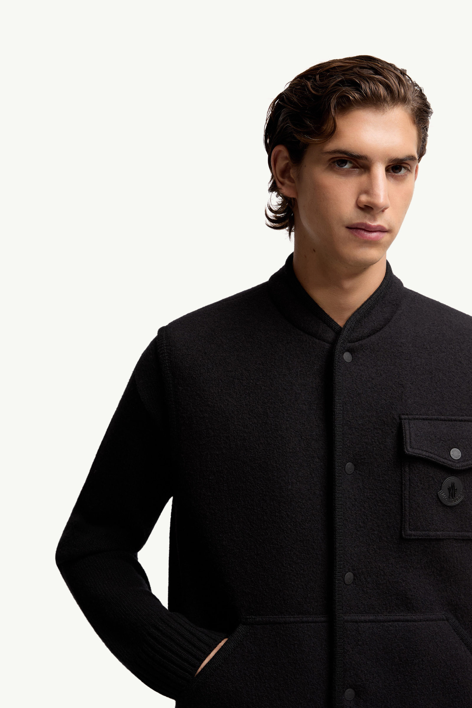 Wool Bouclé Gilet Men Black Moncler 5