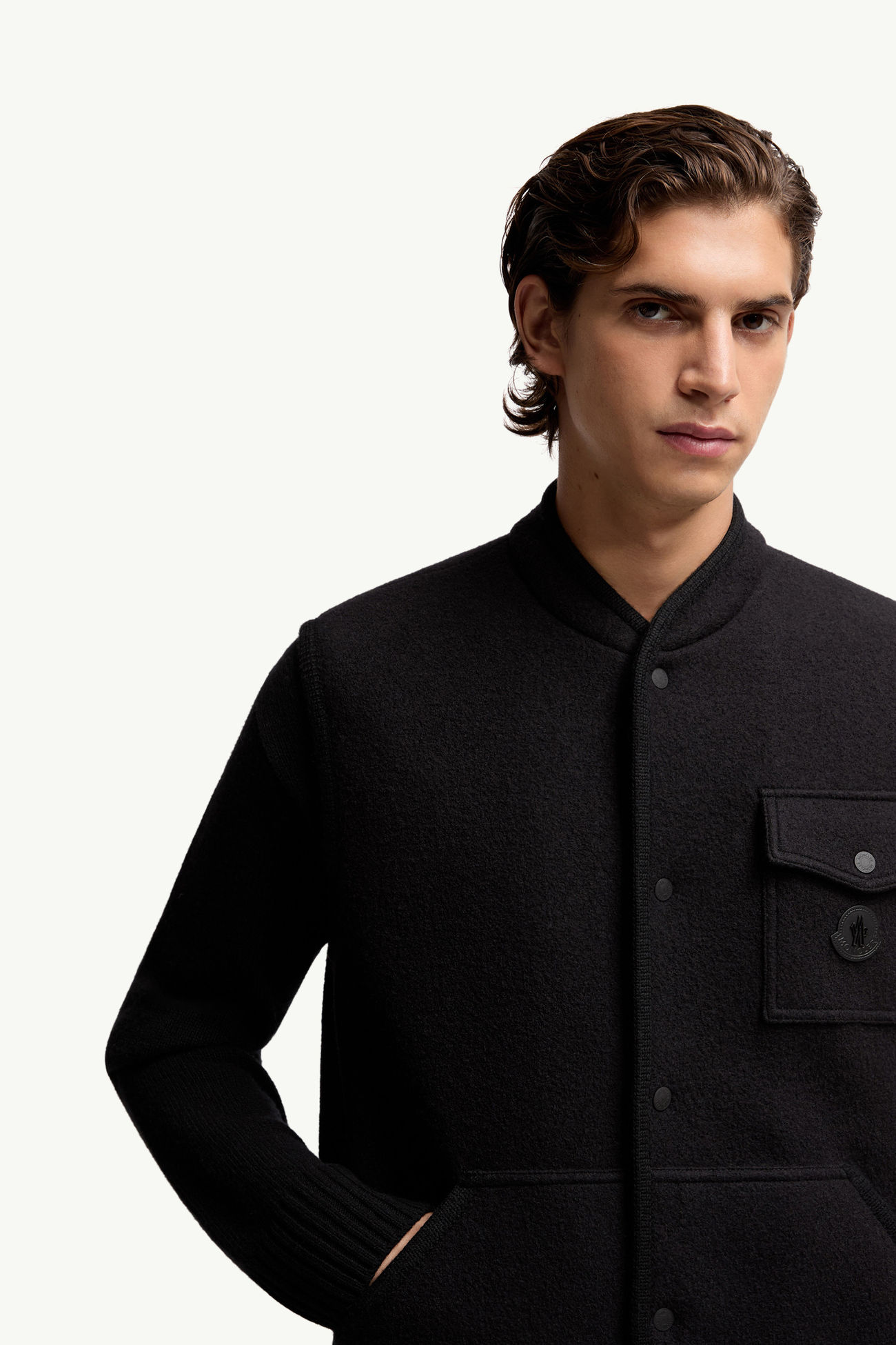 Wool Bouclé Vest Men Black Moncler 5