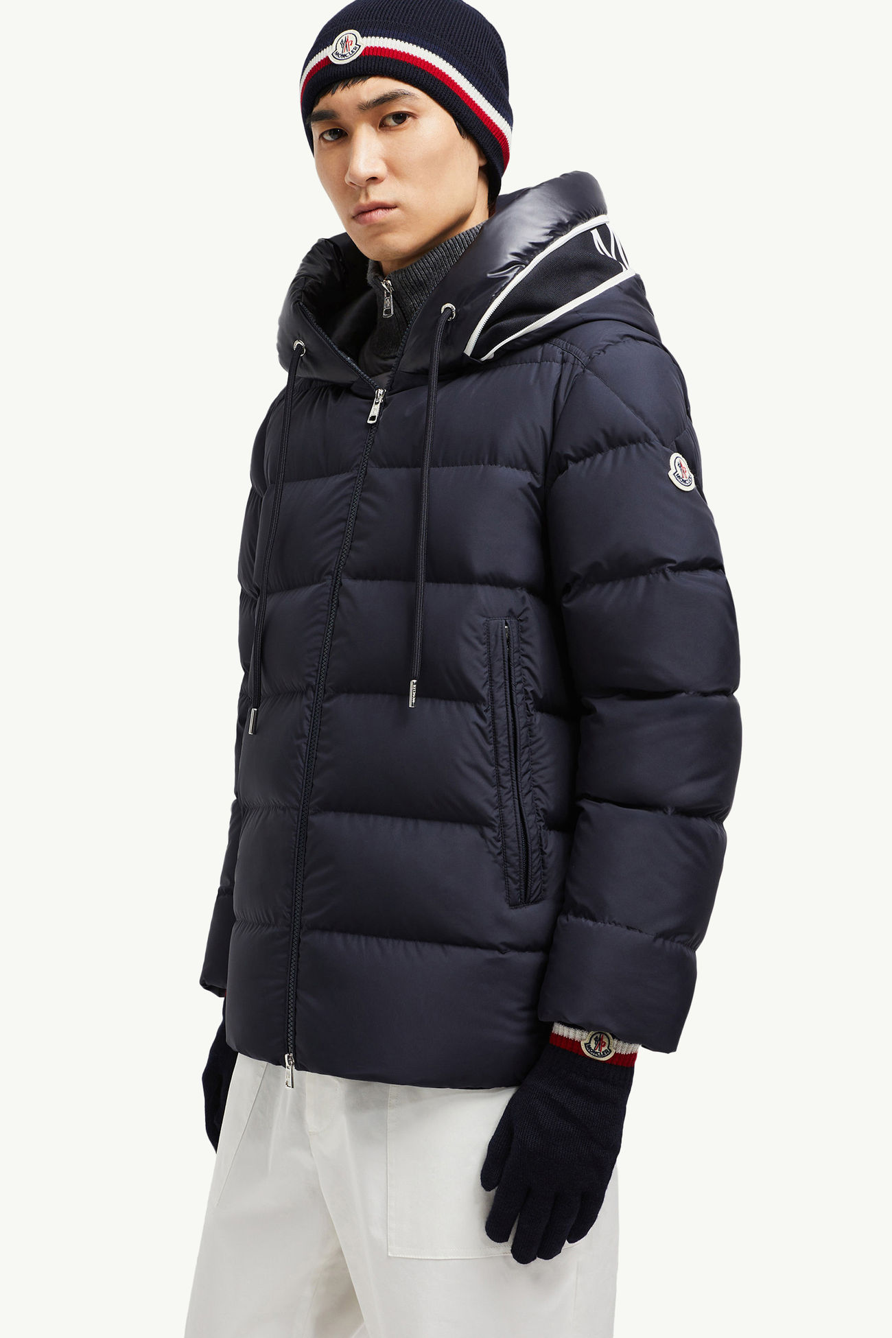 Tricolor Wool Gloves Men Navy Blue Moncler 1