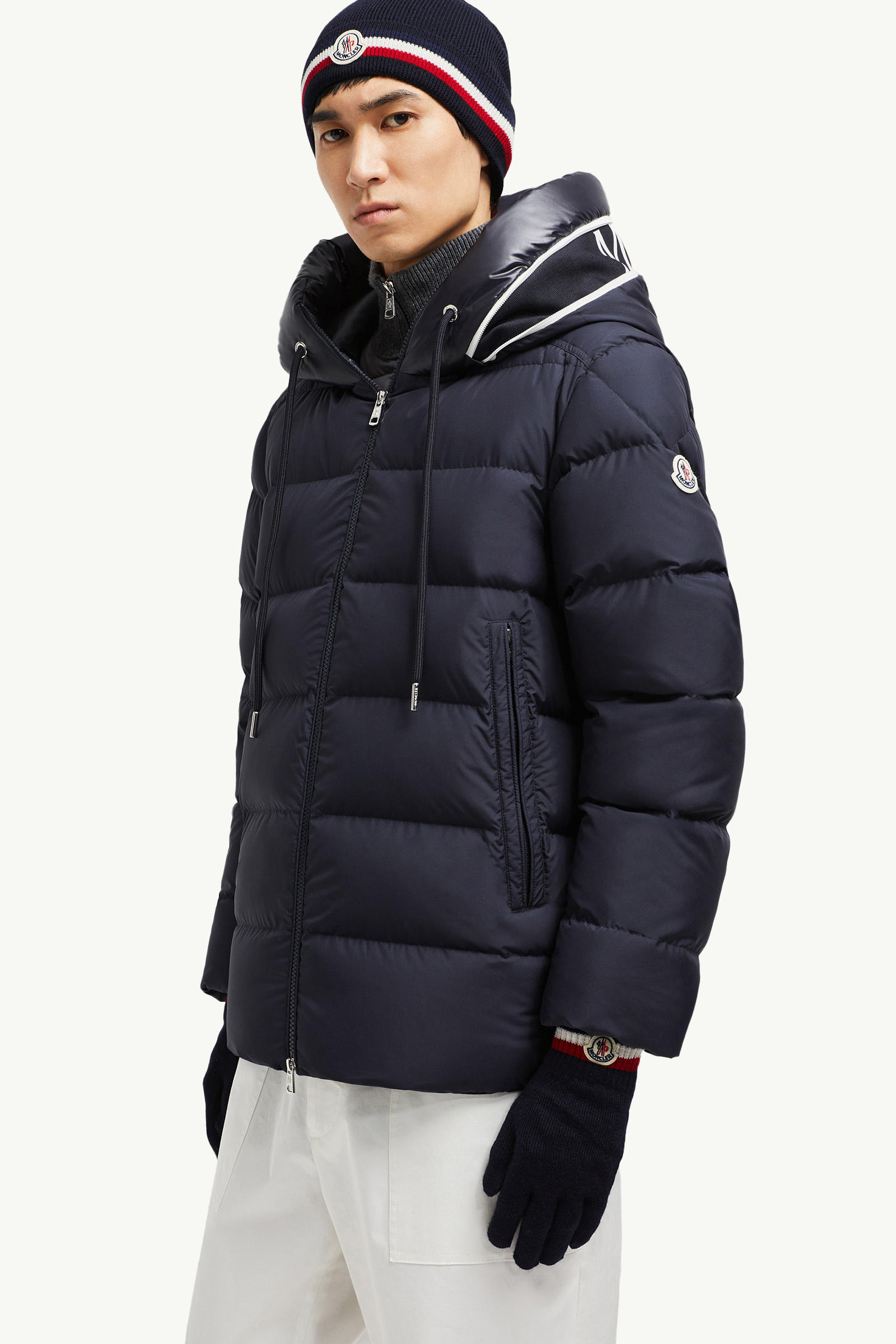 Tricolour Wool Gloves Men Navy Blue Moncler 1