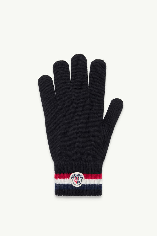 Gants en laine tricolore Hommes Noir Moncler 0