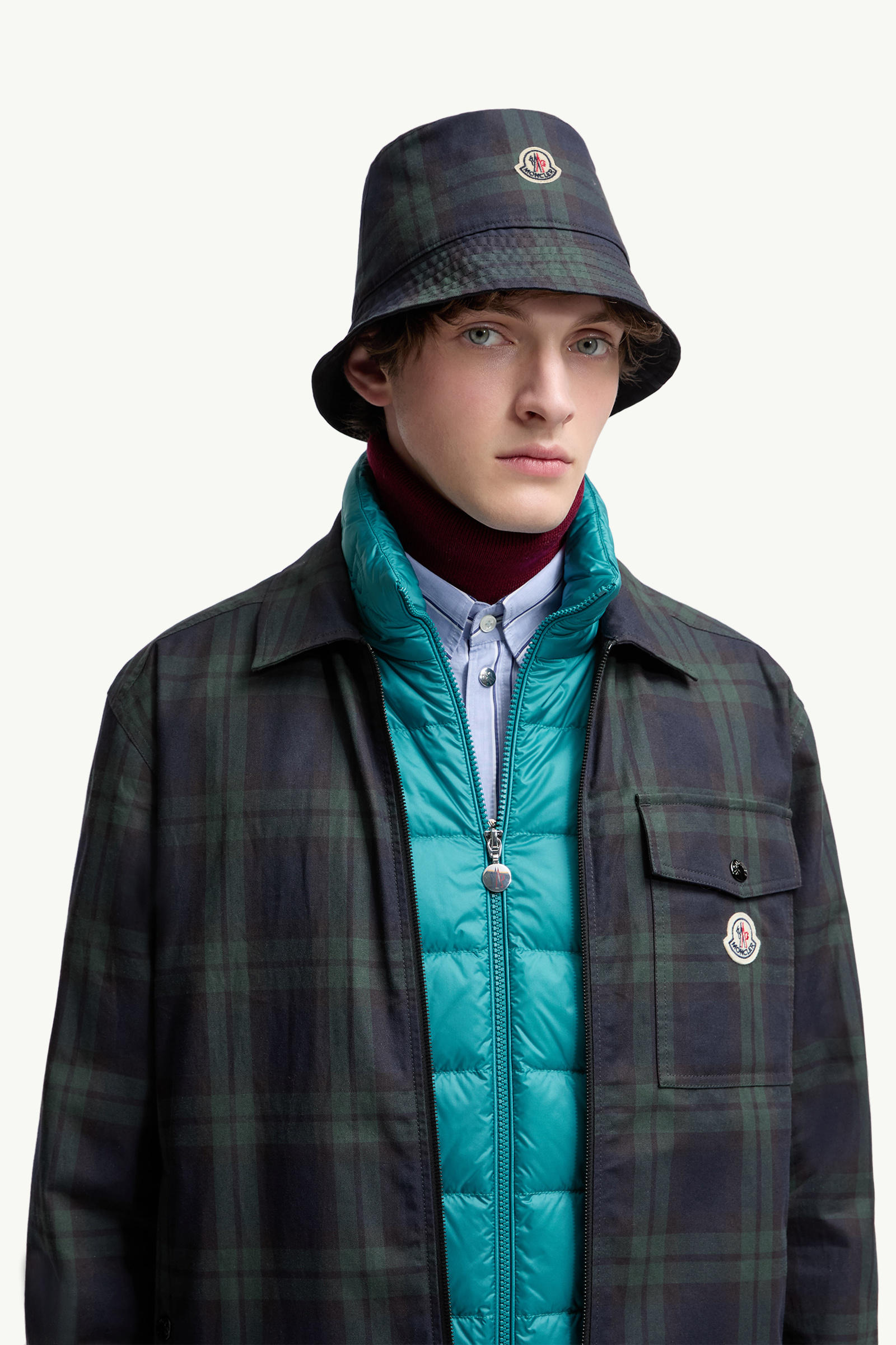 Reversible Bucket Hat Men Blue & Green Moncler 1