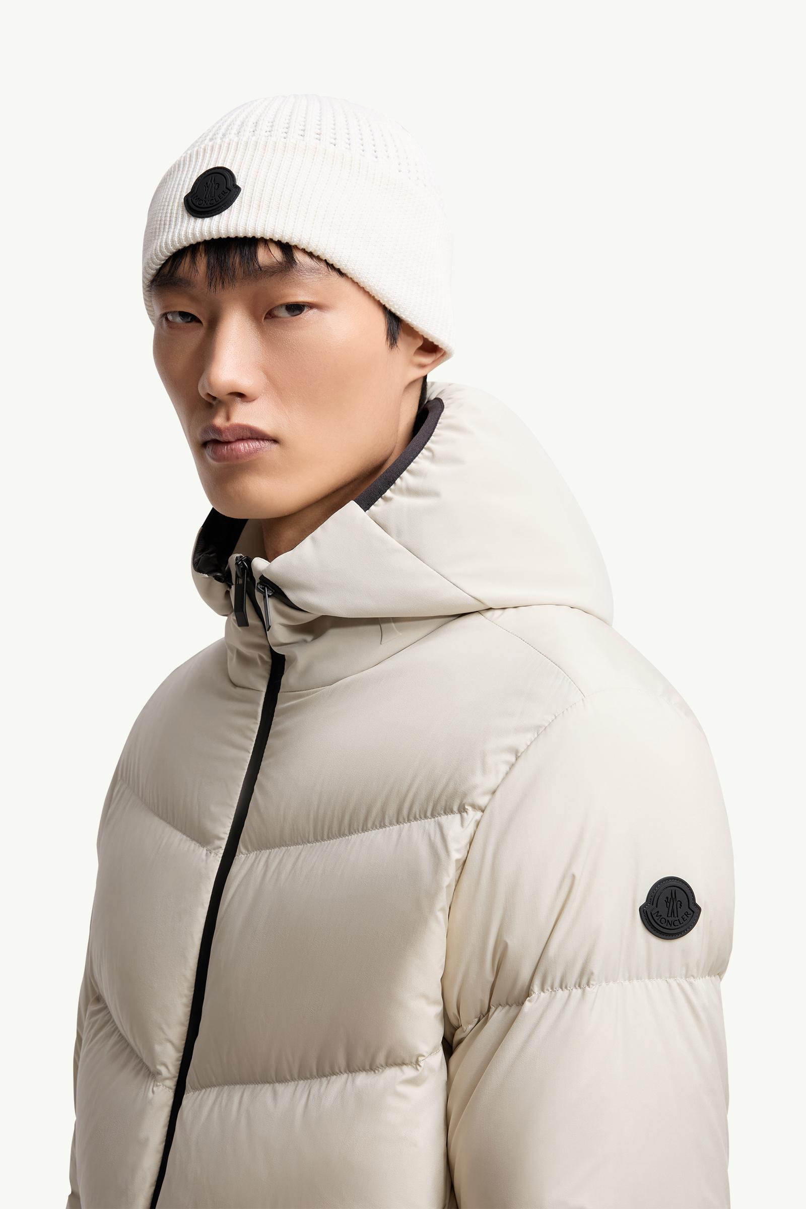 Logo Cotton Beanie Men White Moncler 1