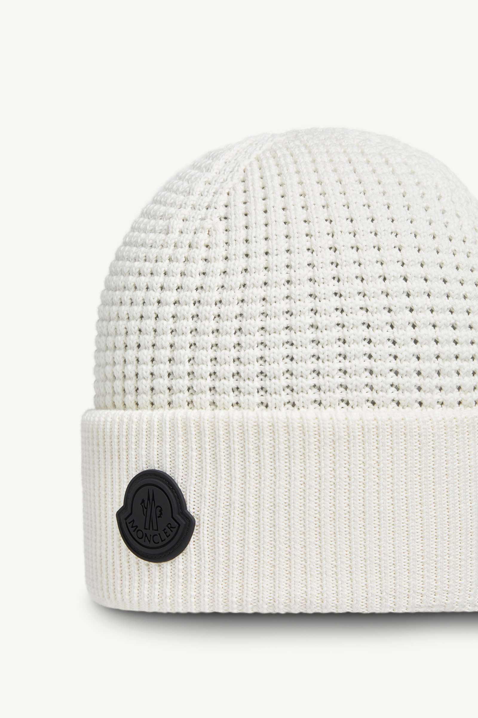 Logo Cotton Beanie Men White Moncler 2