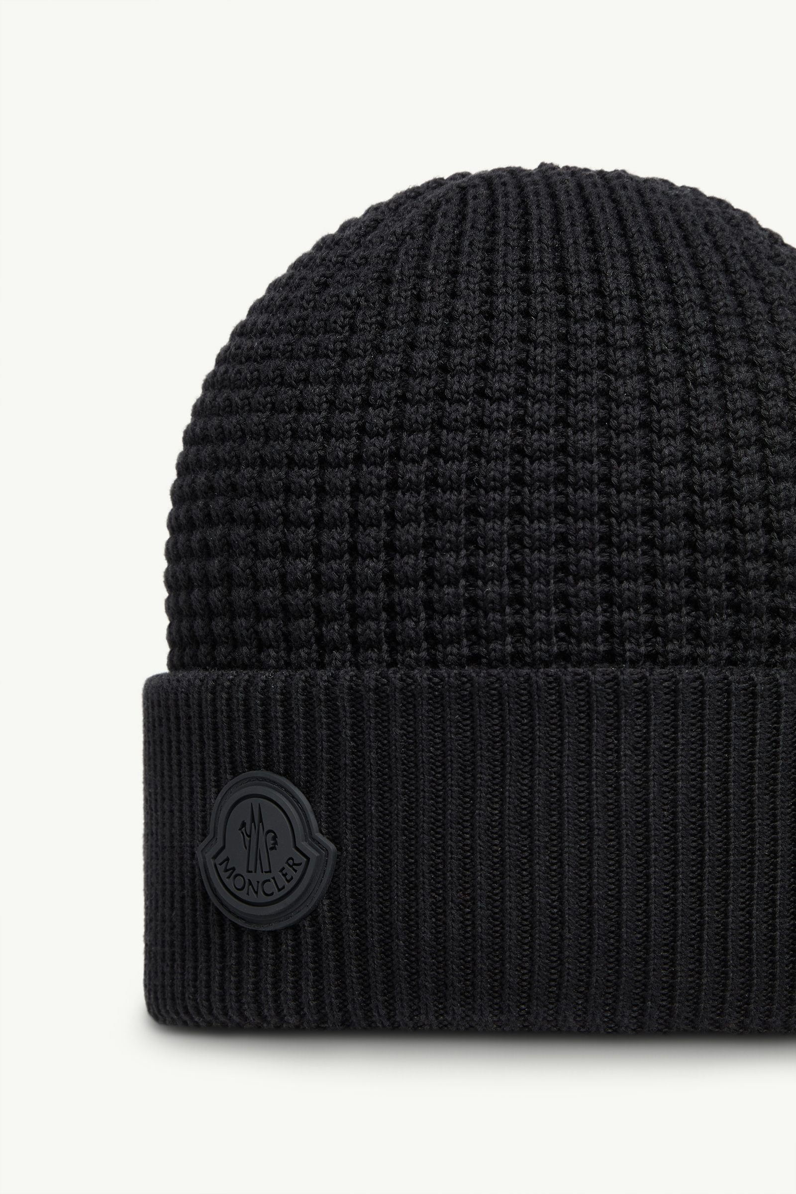 Black Logo Cotton Beanie - Hats & Beanies for Men | Moncler US