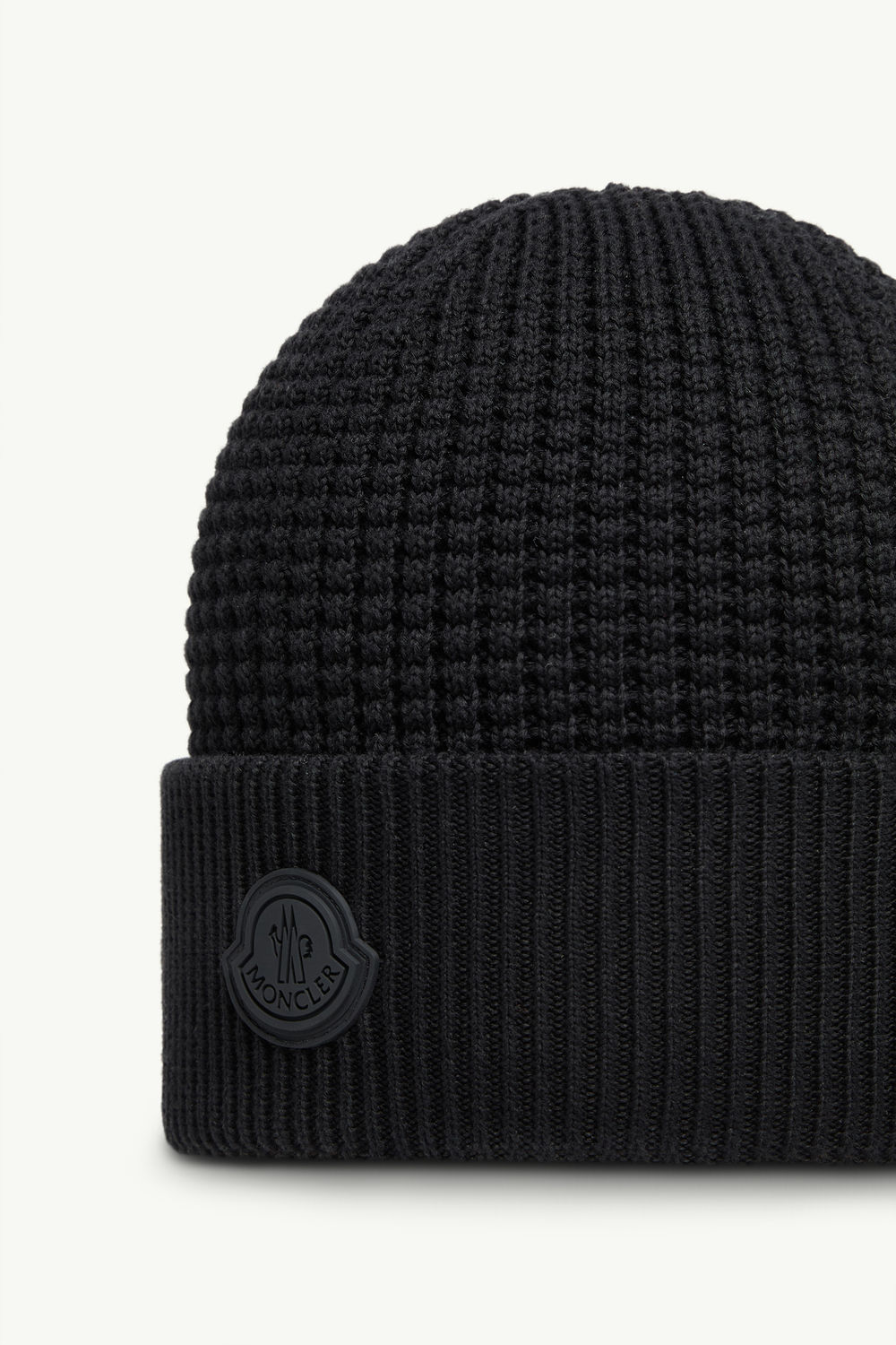 Logo Cotton Beanie Men Black Moncler 2