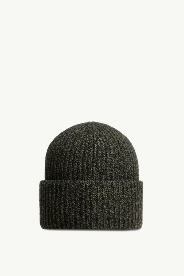 Mouliné Wool & Cashmere Beanie Men Dark Green Moncler 3