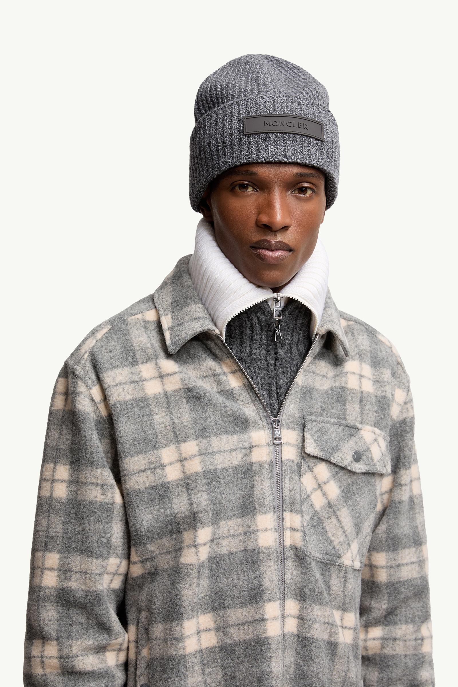 Mouliné Wool & Cashmere Beanie Men Dark Gray Moncler 1
