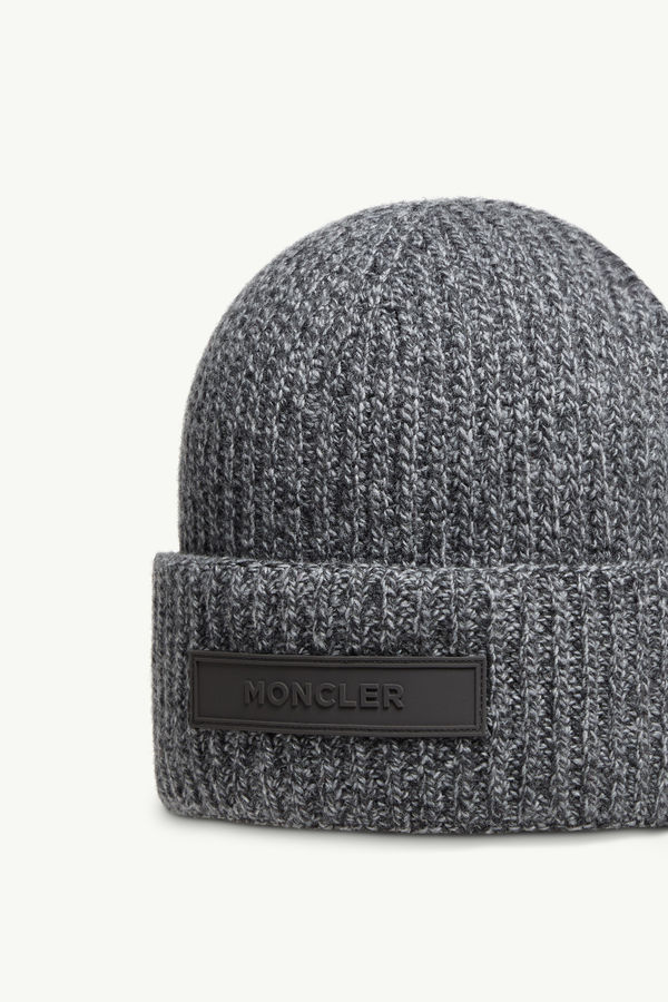 Mouliné Wool & Cashmere Beanie Men Dark Gray Moncler 2