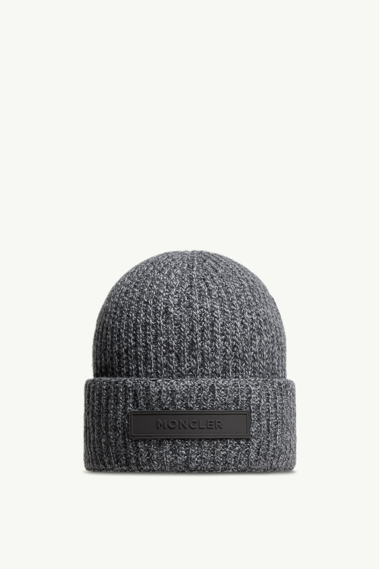 Berretto in Lana Mouliné e Cashmere Uomo Grigio Scuro Moncler 0