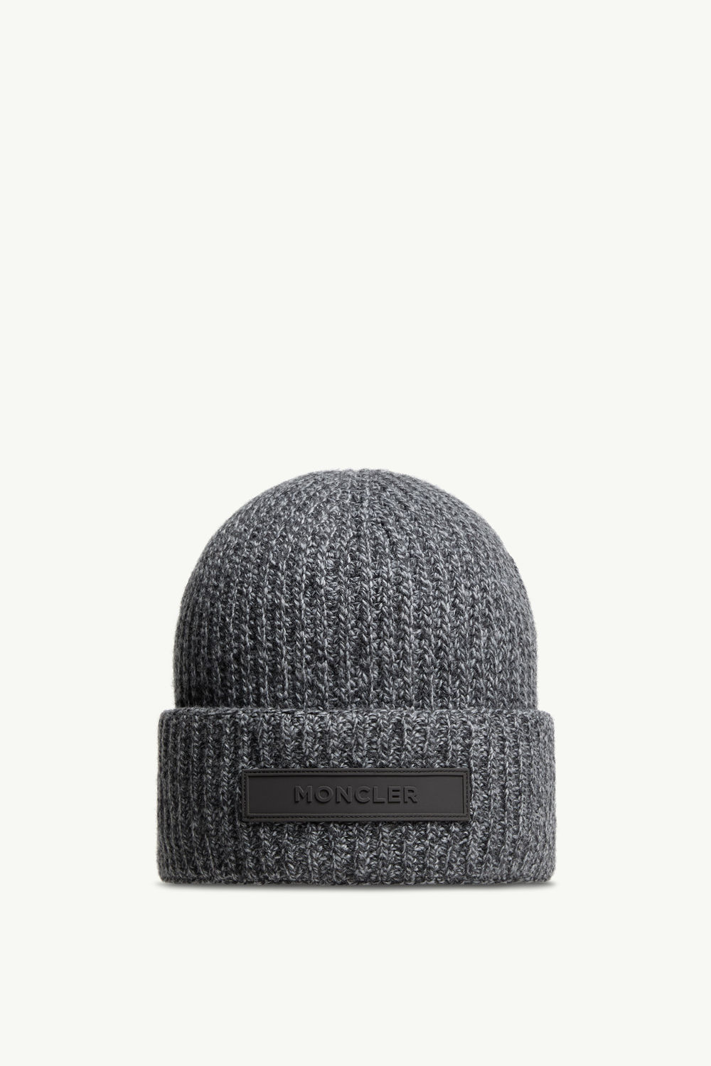 Mouliné Wool & Cashmere Beanie Men Dark Gray Moncler 0