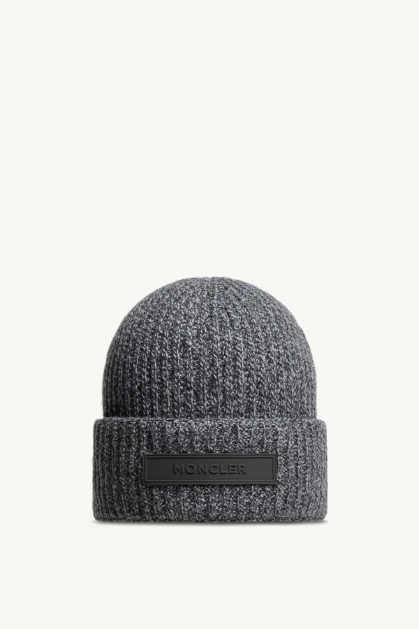 Mouliné Wool & Cashmere Beanie Men Dark Gray Moncler 0